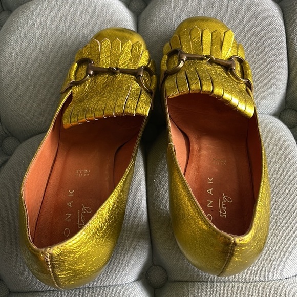 Jonak Story Yellow Metallic Block Heels - Picture 12 of 16
